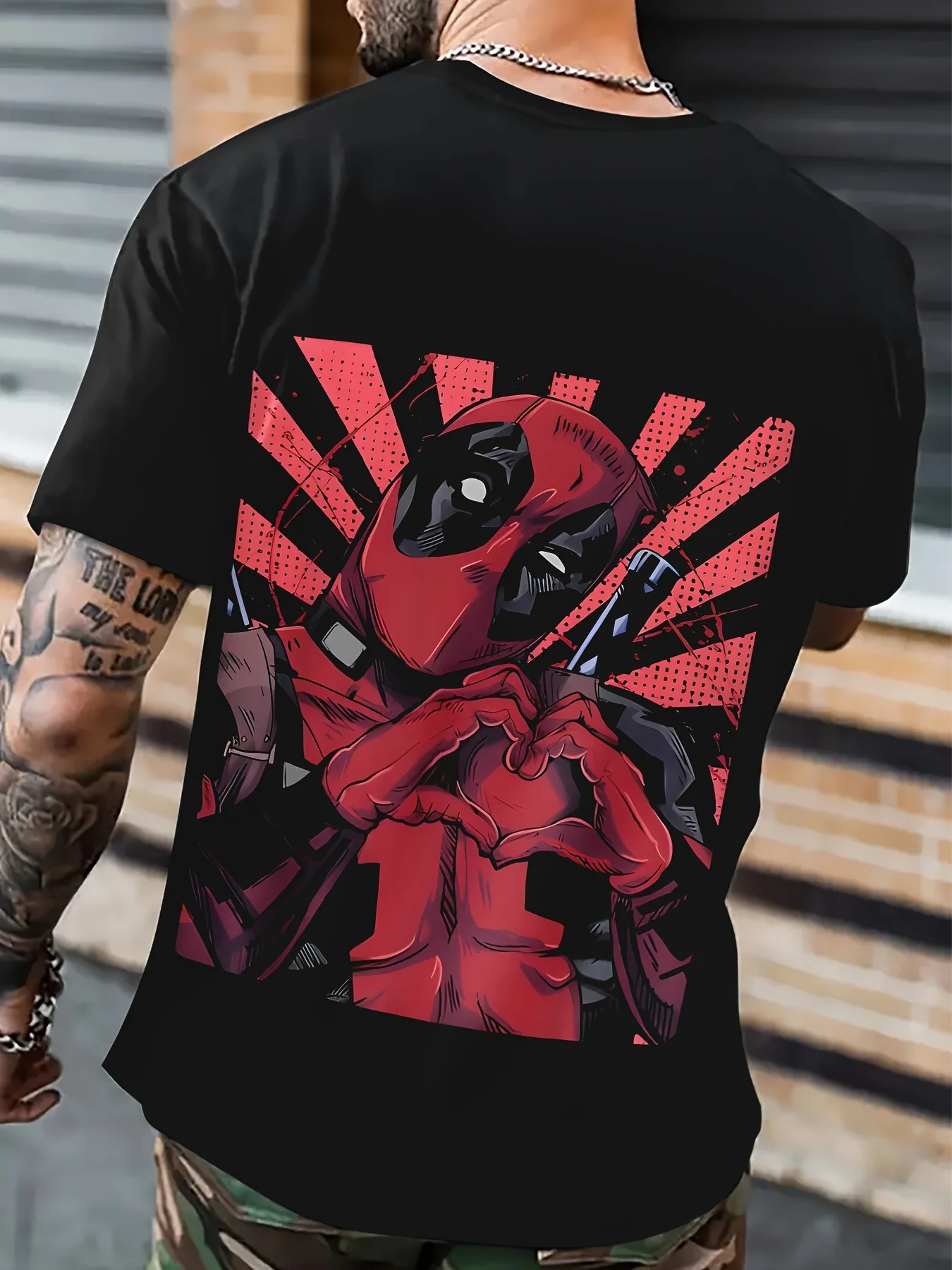 تي شيرت برسومات Marvel Deadpool بتصميم مضحك ثلاثي الأبعاد مع تي شيرت للبطل الخارق على شكل قلوب جمجمة
