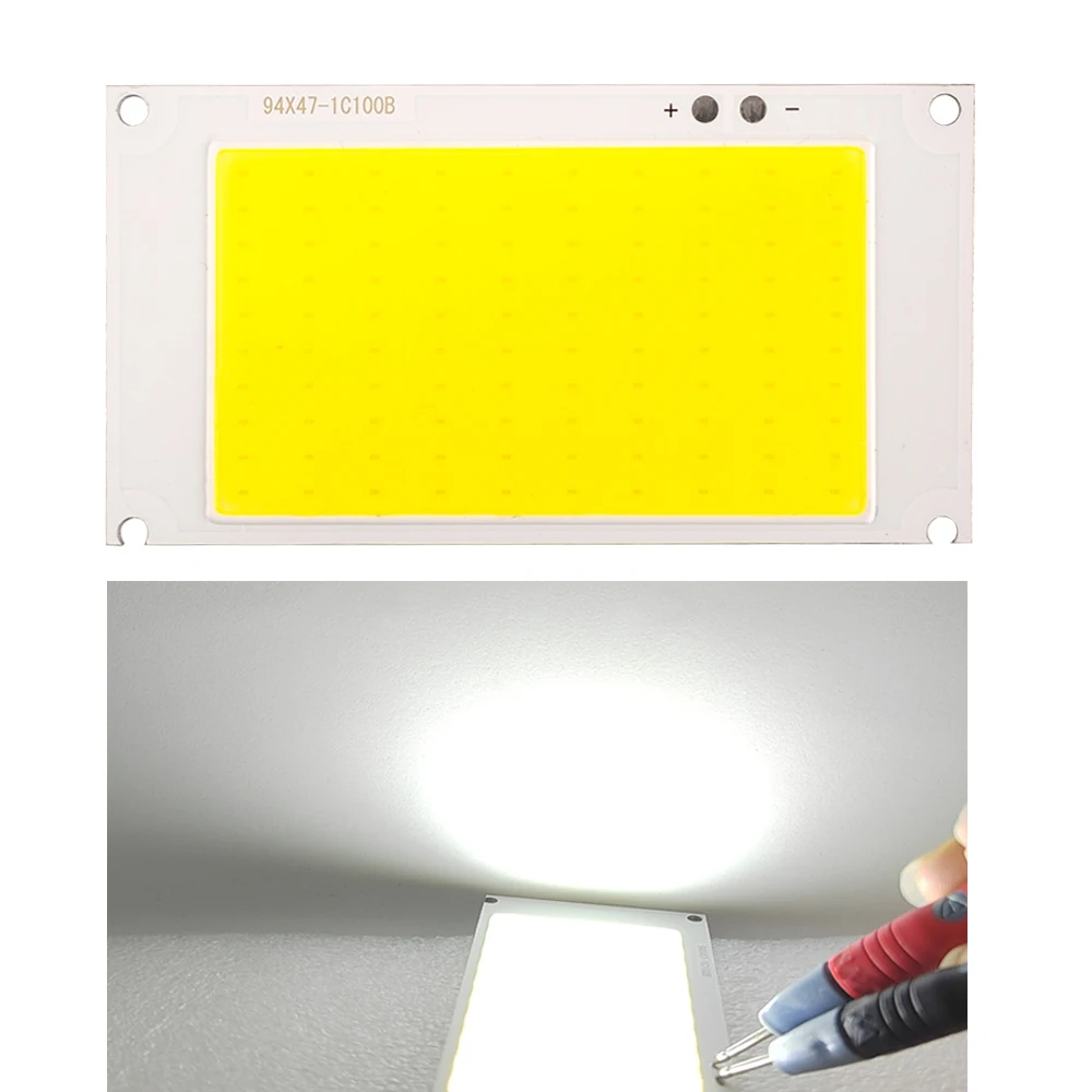 LED Light Source Chip a bordo, Cool White para DIY Flood Light, Bulb Spotlight, COB, DC 3V, 3.7V, 94x47mm, 1Pc