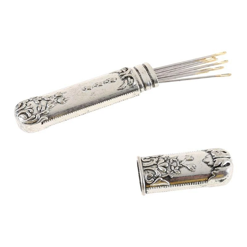 E06B European Vintage Embroidery Sewing Scissors Needle for Case Thimble Awl Threader Needlework Tools Craft Set