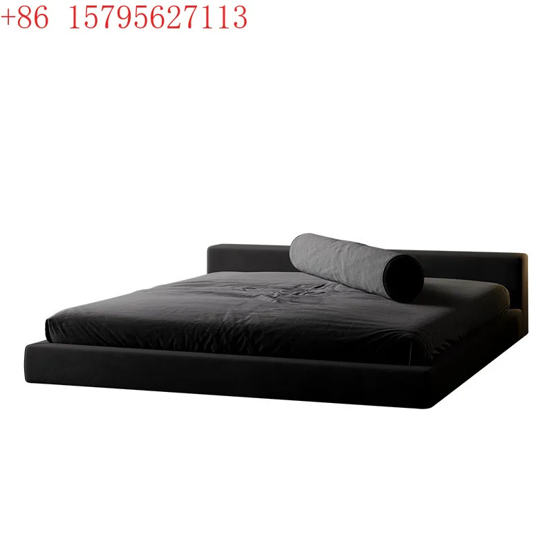 

Fabric bed Modern simple master bedroom double bed Villa tatami bed
