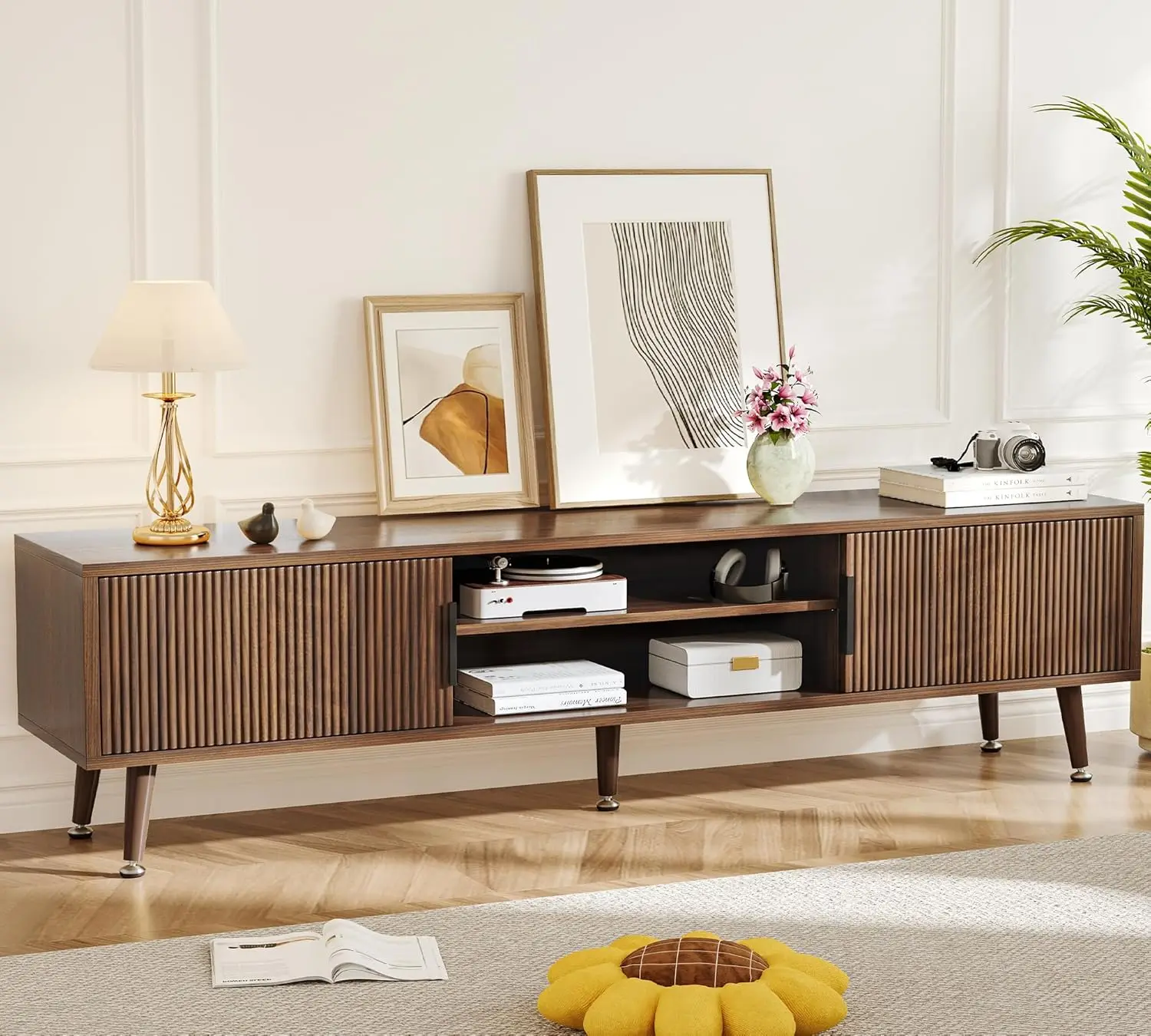 

Mid Century TV Stand Modern TV Console for TVs up to 70 Inches Entertainment Center with Storage TV and Media Consol 62 Inch