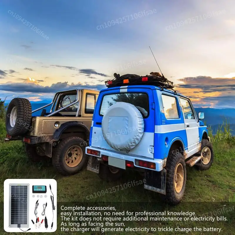 Solar Panel Trickle Charger 30W 12V Waterproof Solar Panel Car Battery Charger Maintainer Plug And Play Solar Panel Trickle