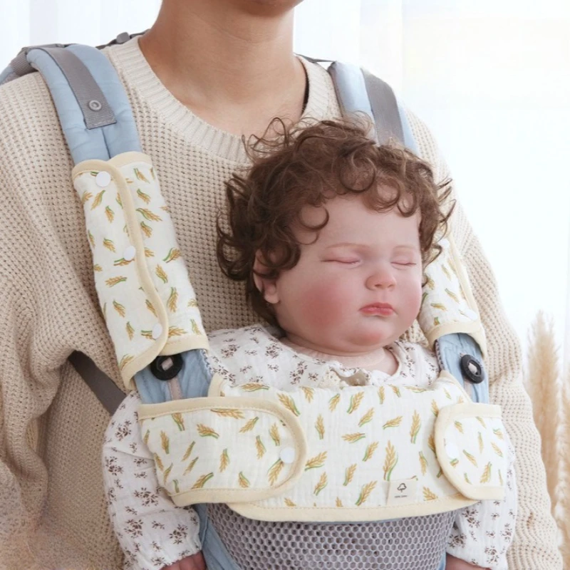 

4-Layer Cotton Gauze Baby Drool Bib Shoulder Covers 2-in-1Teething Cloth for Newborns,Adjustable Nursing Shoulder Protector Pad