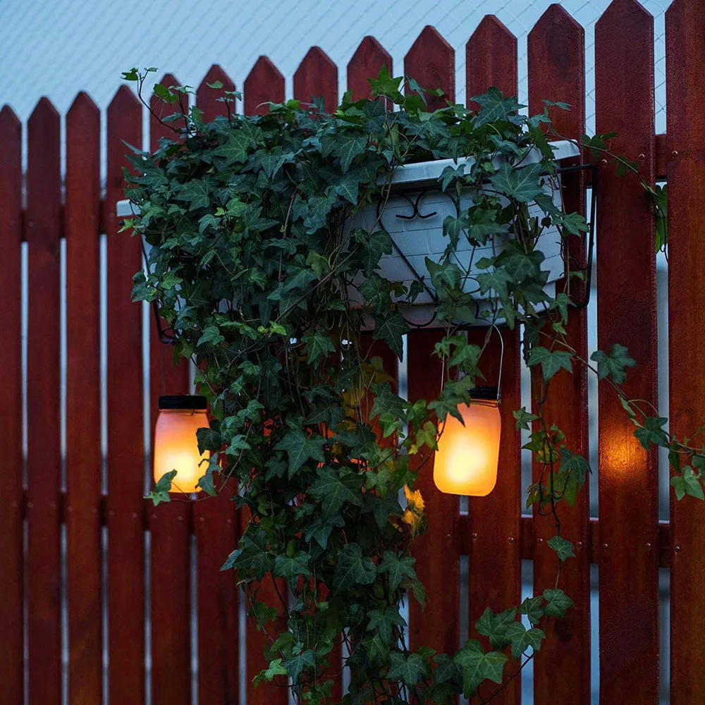 

4Pcs Solar LED Mason Jar Light Torch Flickering Flame candle Lantern, Outdoor Hanging Landscape for Patio Yard Garden Pathway