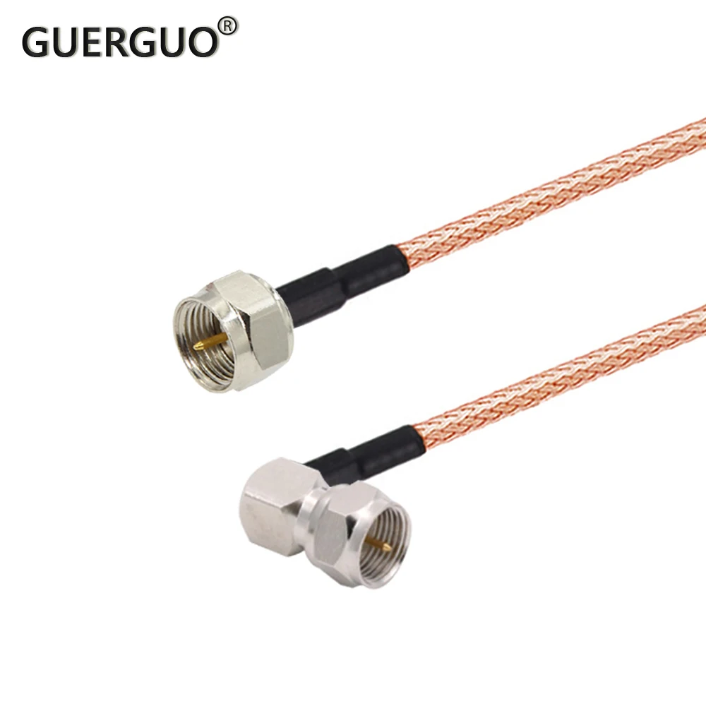 RG179 Coaxial Cable 75 Ohm F Male to F Male 90° Right Angle Plug RF Extension Pigtail for TV Set-top Box DIY Jumper