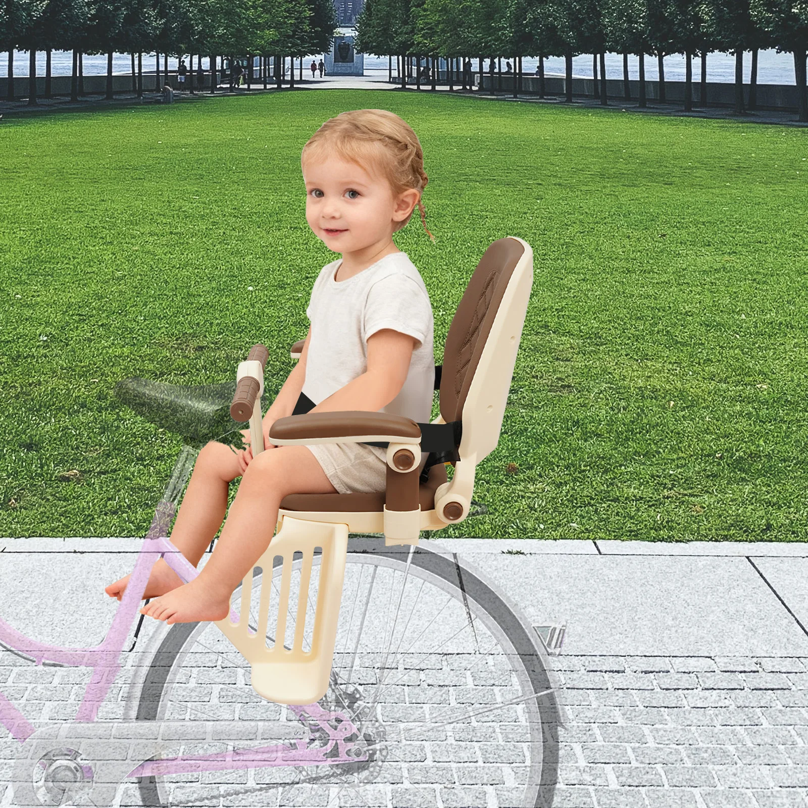 Детское сиденье для велосипеда Milky Coffee, высококлассная губка Pa&Sponge, заднее детское сиденье для велосипеда, детское сиденье емкостью 110,23 фунта для горного велосипеда