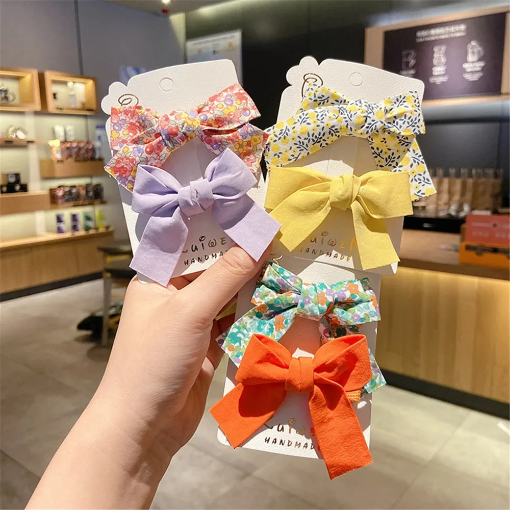 Cute Children\'s Bow Hair Clip Macaron Color Hair Claws Baby Bangs Floral Hair Barrettes Headwear BB Hair Accessories