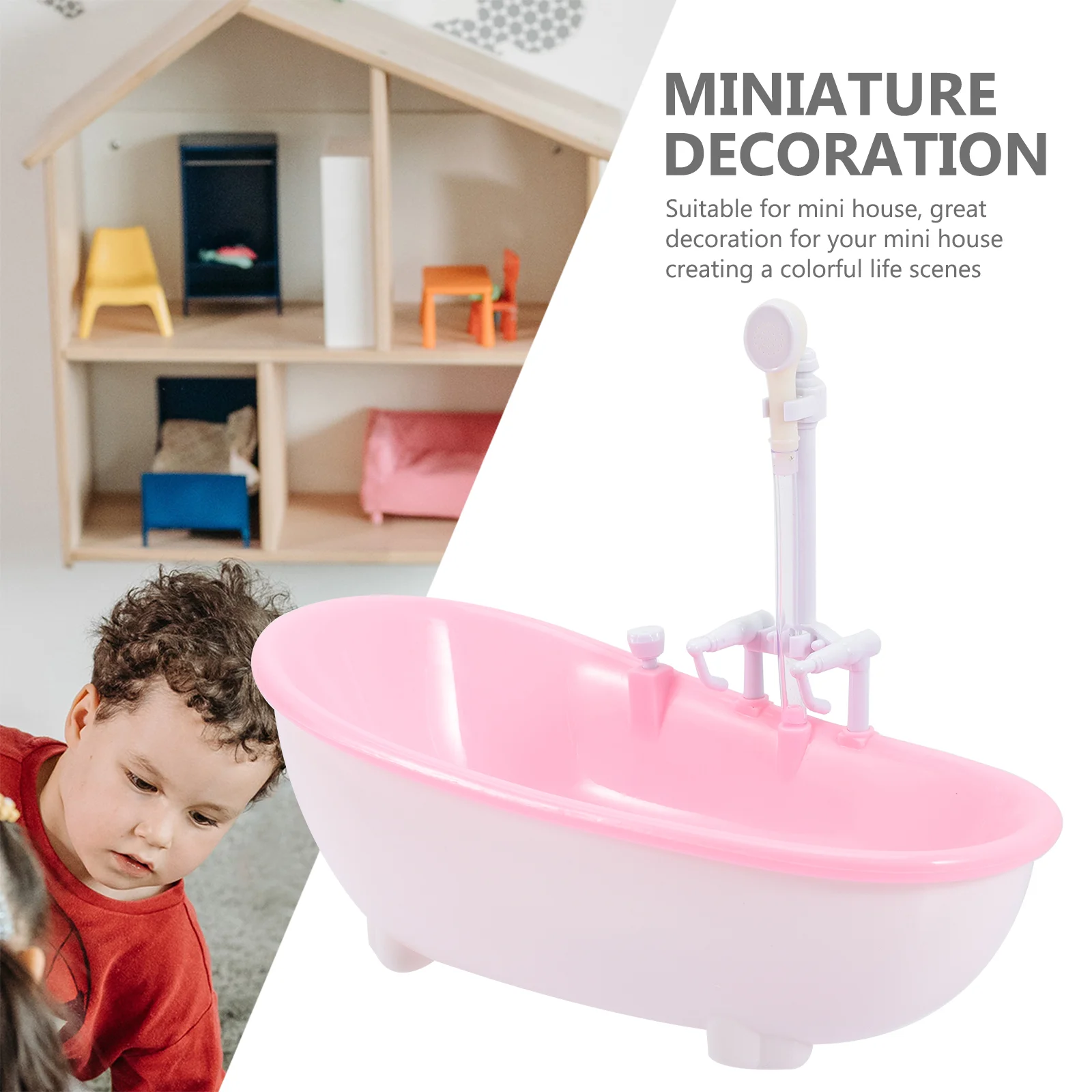 Spray Tub Toys Pretend Play Bathtub 18 Furniture Boys Mini with Sprayer Miniature Cold Drink Preschool