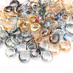 Large Hole Bead Hollow Angle Ring 8/10/14mm Big Hole Crystal Glass Round Spacer Beads For Jewelry DIY Making Earings Accessories