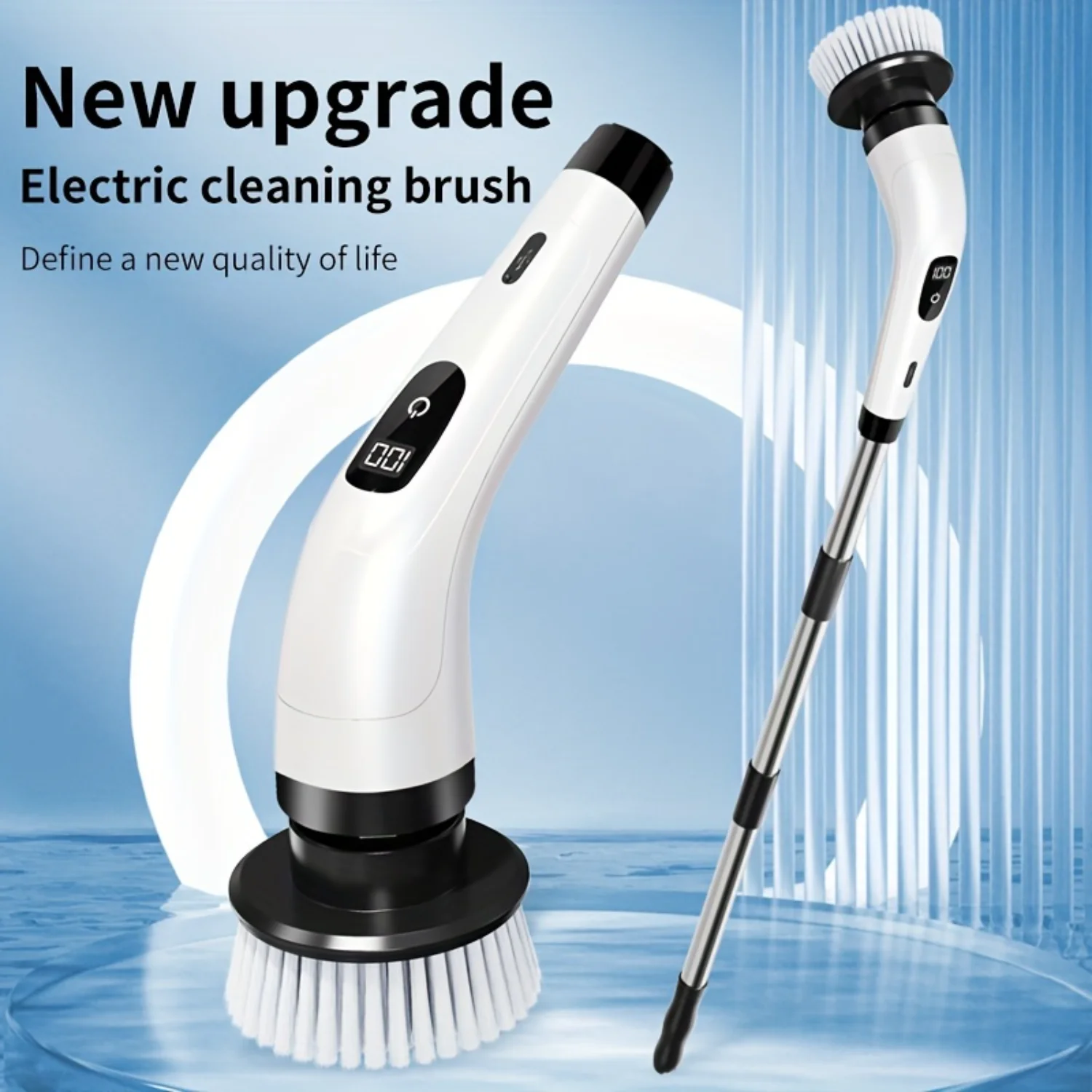 

Spin Scrubber, Cleaning Brush with 2H Power Dual Speed and Adjustable Extension Handle, Cleaning Scrubber for Bathroom/Kitchen/