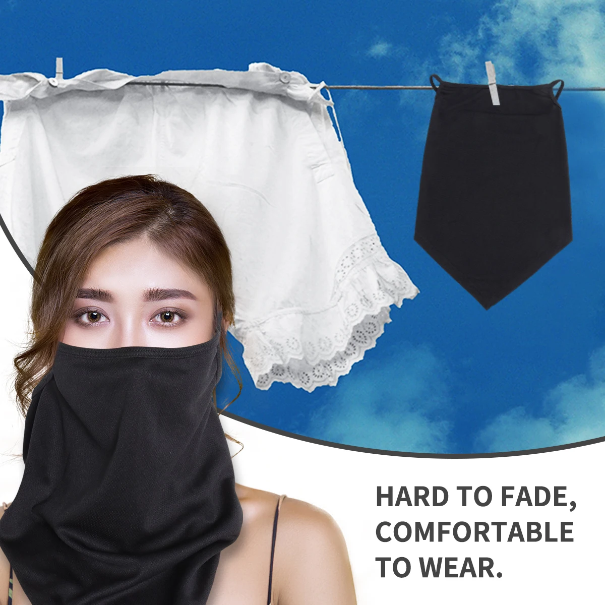 

1pc Sunscreen Mask For Uv Protection Lightweight Durable Outdoor Cycling Face Cloth Reusable Face Cover For Men Women (Black)