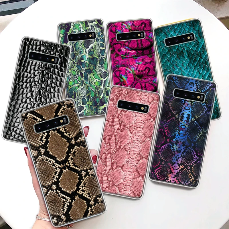 Pink Snake Skin Printing Drawing Coque Phone Case For Samsung Galaxy Note 20 Ultra 10 Plus 9 8 M12 M21 M30S M31 M32 M51 M52 J4 J