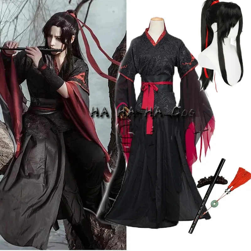 

Hot Cool Wei Wuxian Cosplay Mo Xuanyu Costumes Mo Dao Zu Shi The Untamed Cosplay Wig Shoes Black Boots Ancient Style