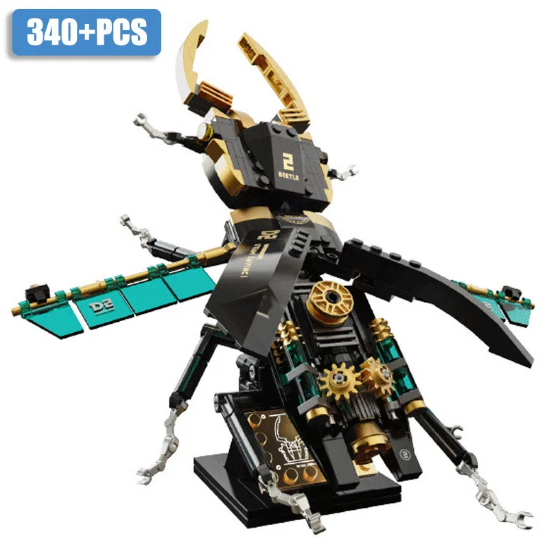 

City MOC 340pcs Steampunk Mechnical Stag Beetle Model Building Blocks Creative DIY Retro Insect Bricks Toys For Children Gifts