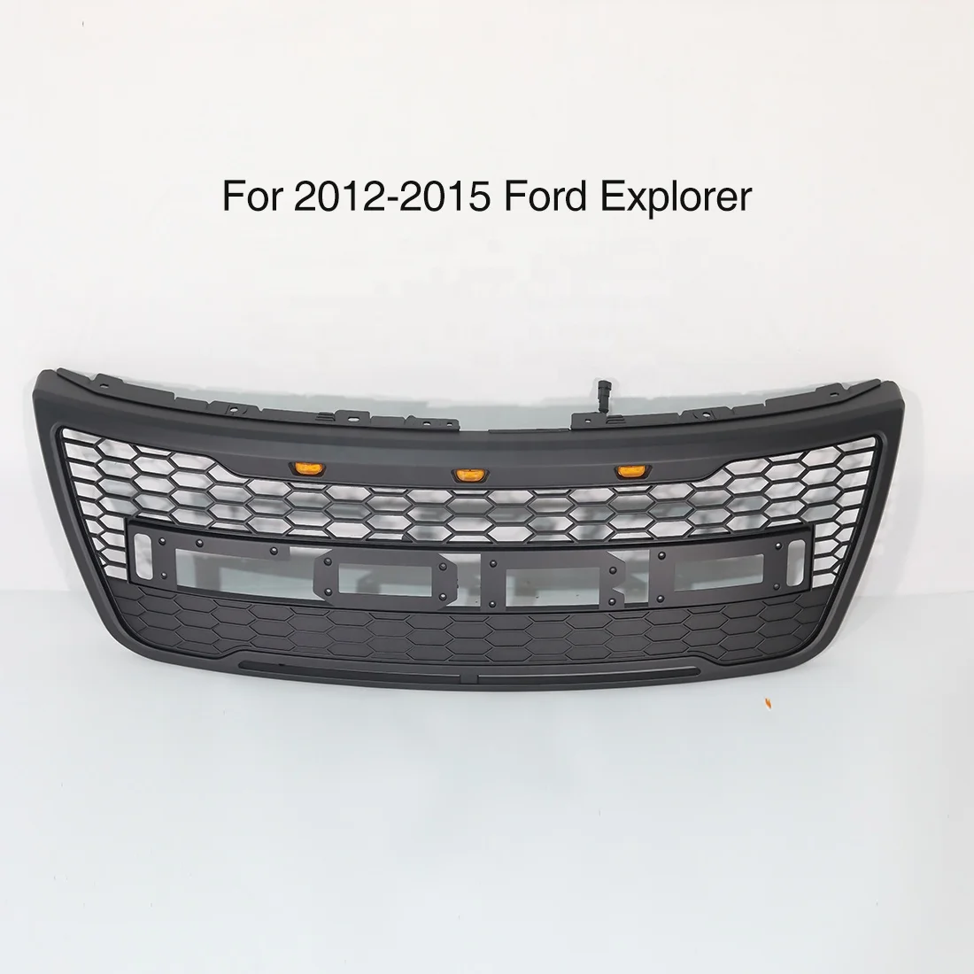 Car Grills Raptor Style Grill Front Bumper Grille With Letters & Amber Lights Fit For Ford Explorer 2012 2013 2014 2015