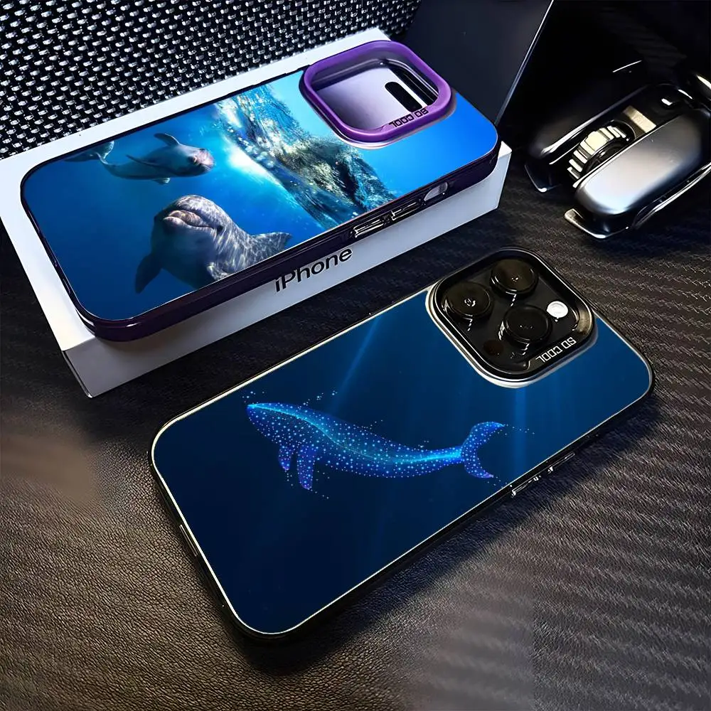 

Ocean Shark Whale Turtle Dolphin Phone Case For iPhone 16,15,14,13,12,11,Mini,Pro,MAX Purple Matte Shockproof Cover