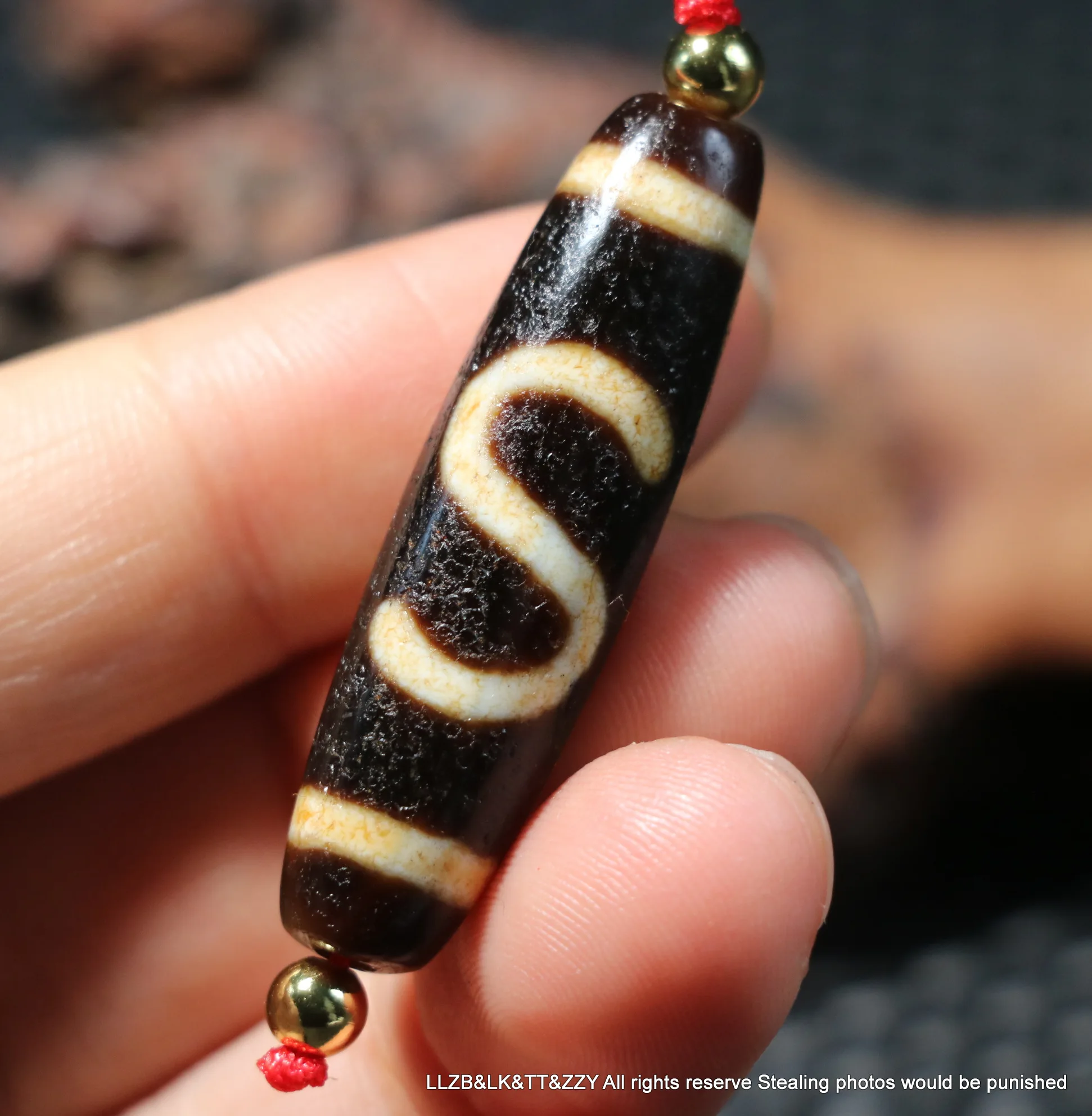 Unique Style Energy Tibetan Old Agate S Money Hook Be Rich dZi Bead Amulet Pendant  LKbrother Talisman UPS1216Qs