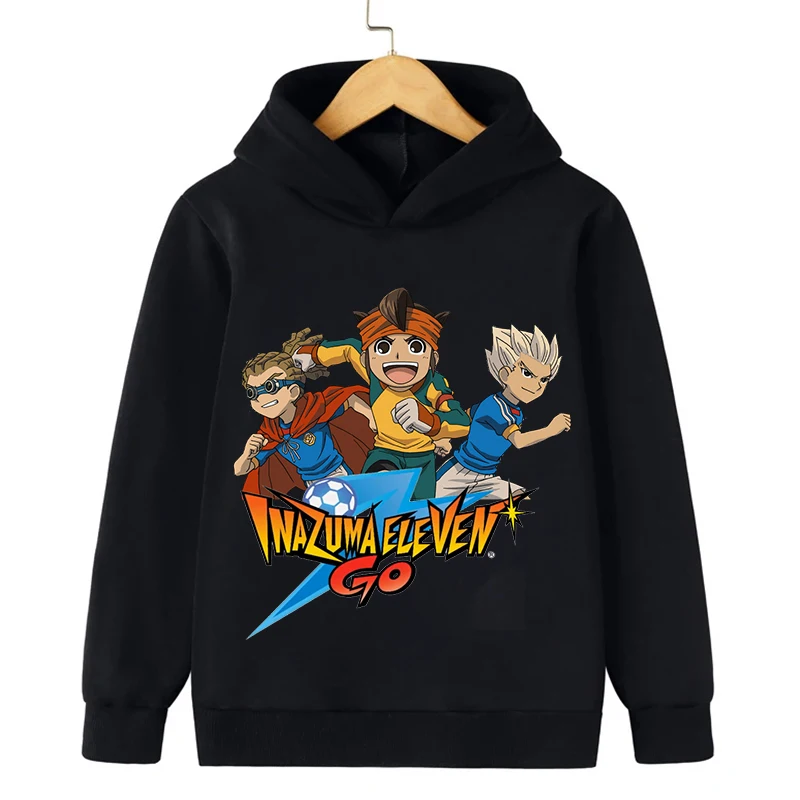 Inazuma Eleven Go Print Hoodie for Children Anime Cartoon Hooded Sweatshirt Boys Girls Winter Fashion Warm Clothing Kids Clothes