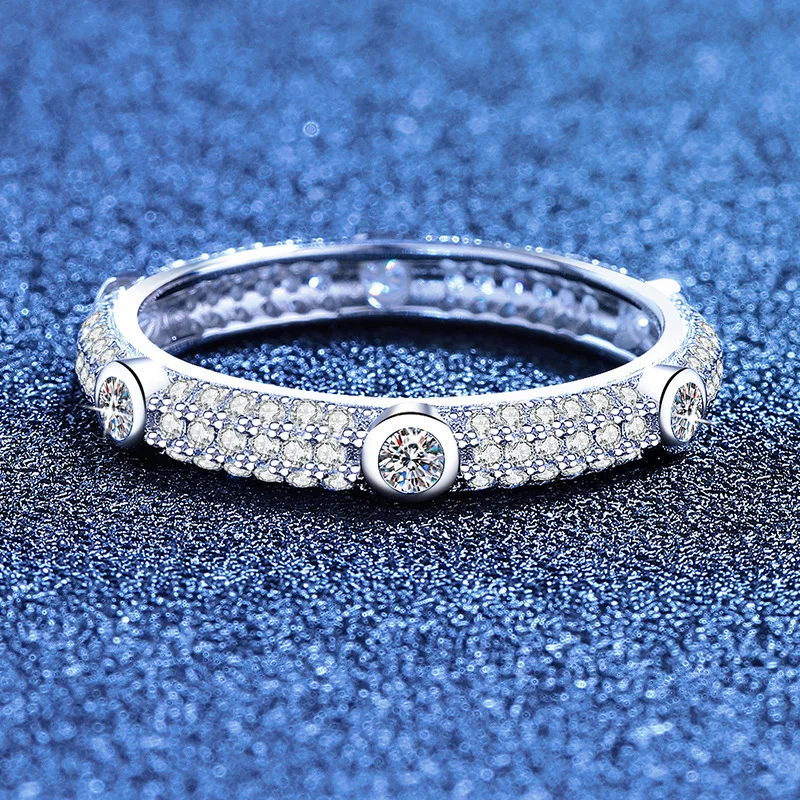 

PT950 Full Diamond Stacking Ring Unisex Christmas Gift Set Platinum Light Luxury Jewelry B2B Moissanite Wholesale Hot trend tren