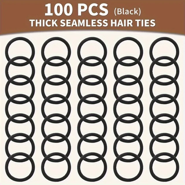 Heavy Duty Hair Ties 99 Pack, Thick Large No Crease Hair Bands for Women, Bulk Elastic Ponytail Holders for Thick Hair & Braids,