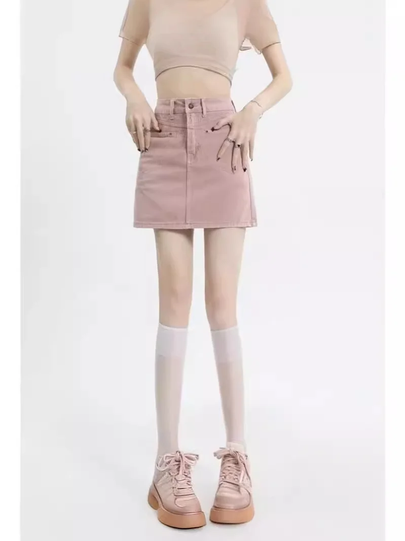 Jupe mi-longue tendance, nouveau Style Instagram, taille haute, mode polyvalente, sac littéraire, jupe de hanche, Style paresseux