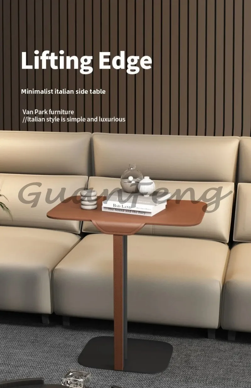 Saddle Leather Sofa Table Home Furniture Living Room Floating Storage Rack Bedroom Bed Corner Table view 3