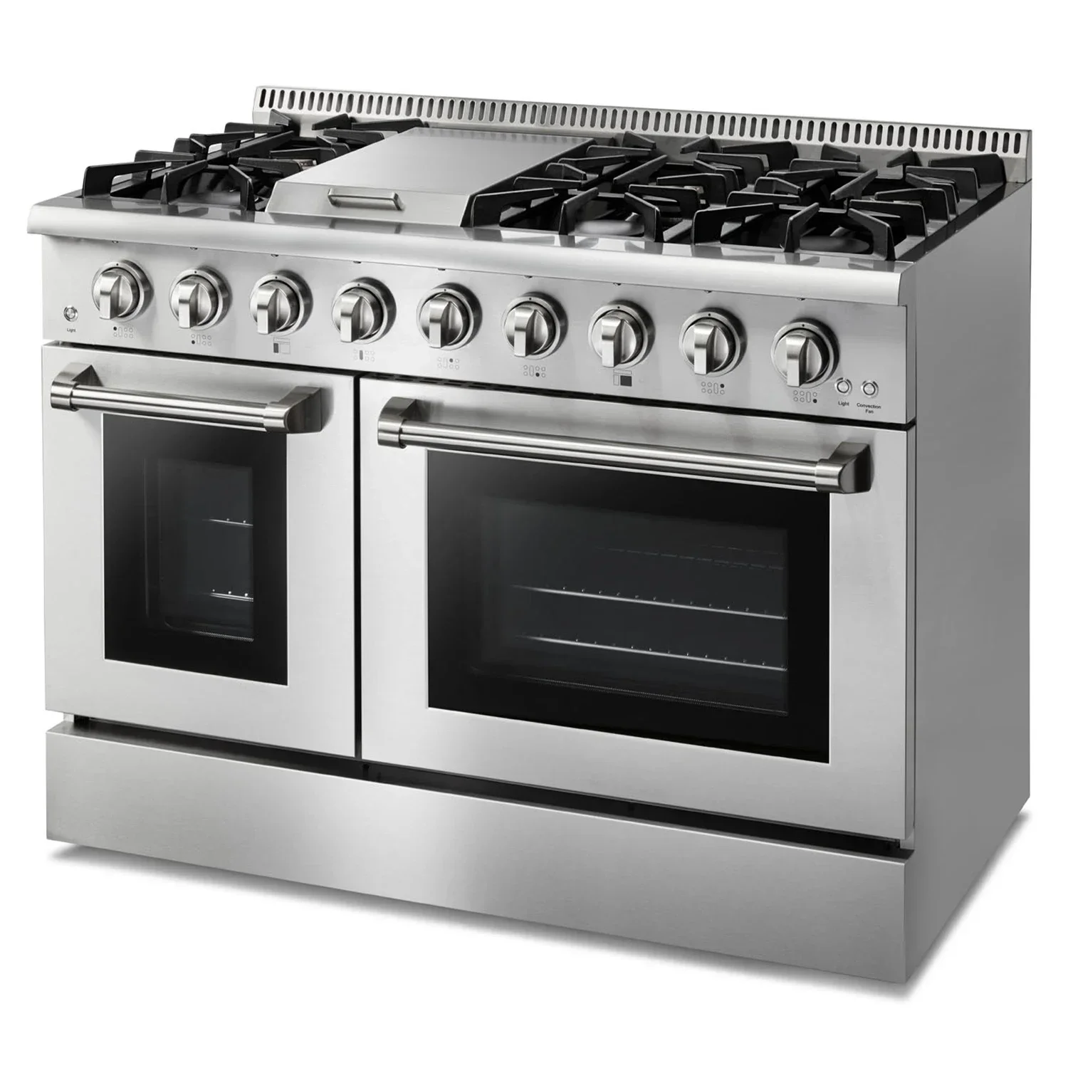ETL Certified Kitchen appliance gas range 48 inch double oven with zinc knob