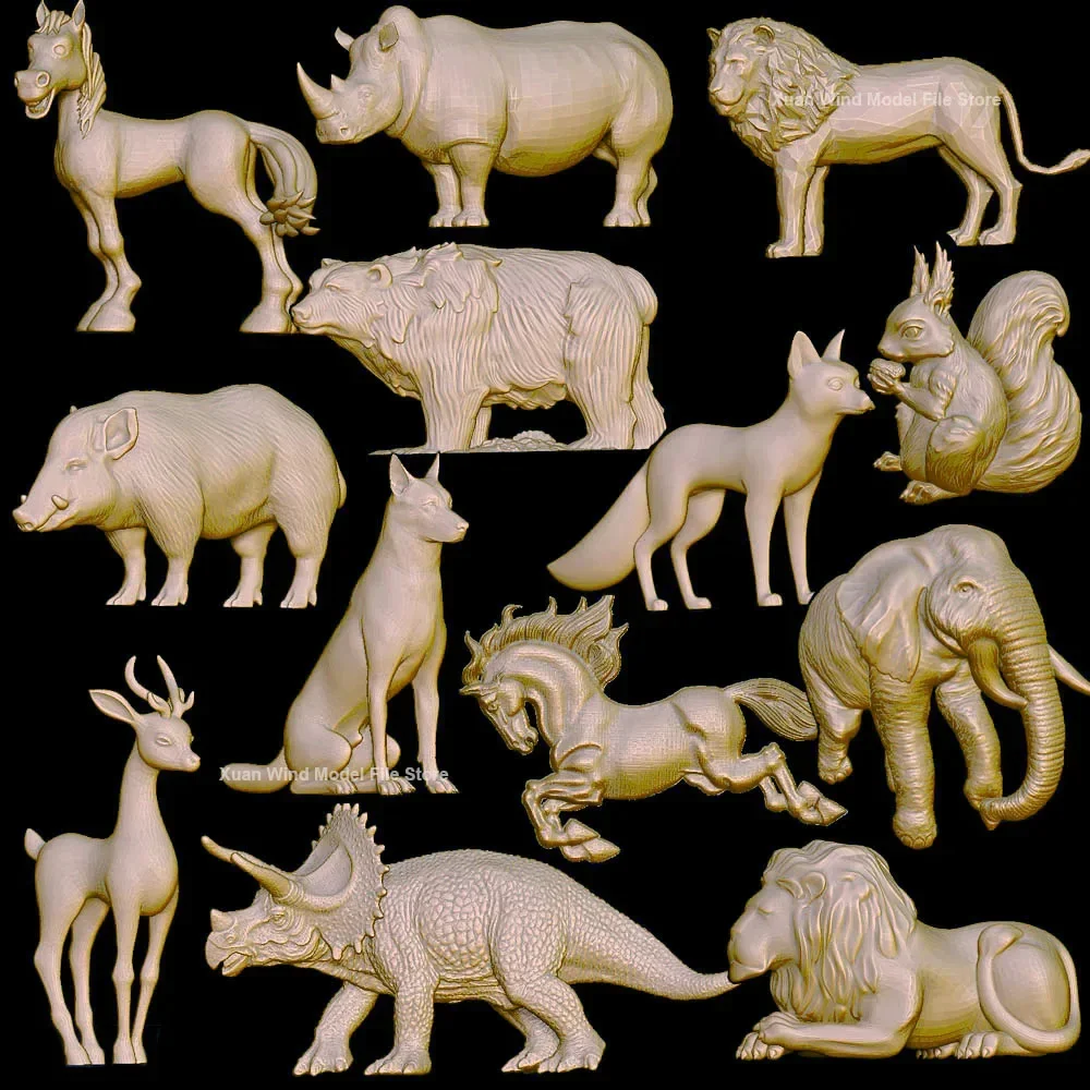 

35pcs Animals Relief STL 3D Model for CNC Router Engraver Carving Machine Relief Artcam Aspire