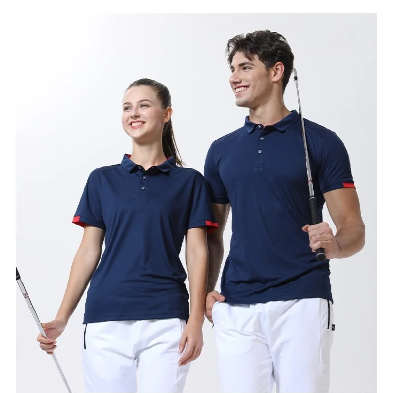 

Мужская летняя рубашка-поло с короткими рукавами, ткань команды с логотипом на заказ, быстросохнущая сетка, легкая и дышащая ткань для спортивного бизнеса