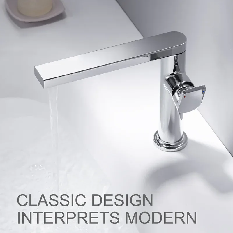 Brass hot and cold household bathroom faucet, grey toilet vanity basin faucet