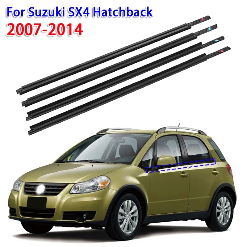 4PCS Car Door Window Glass Window Seal Moulding Trim for Suzuki SX4 Hatchback 2007-2014