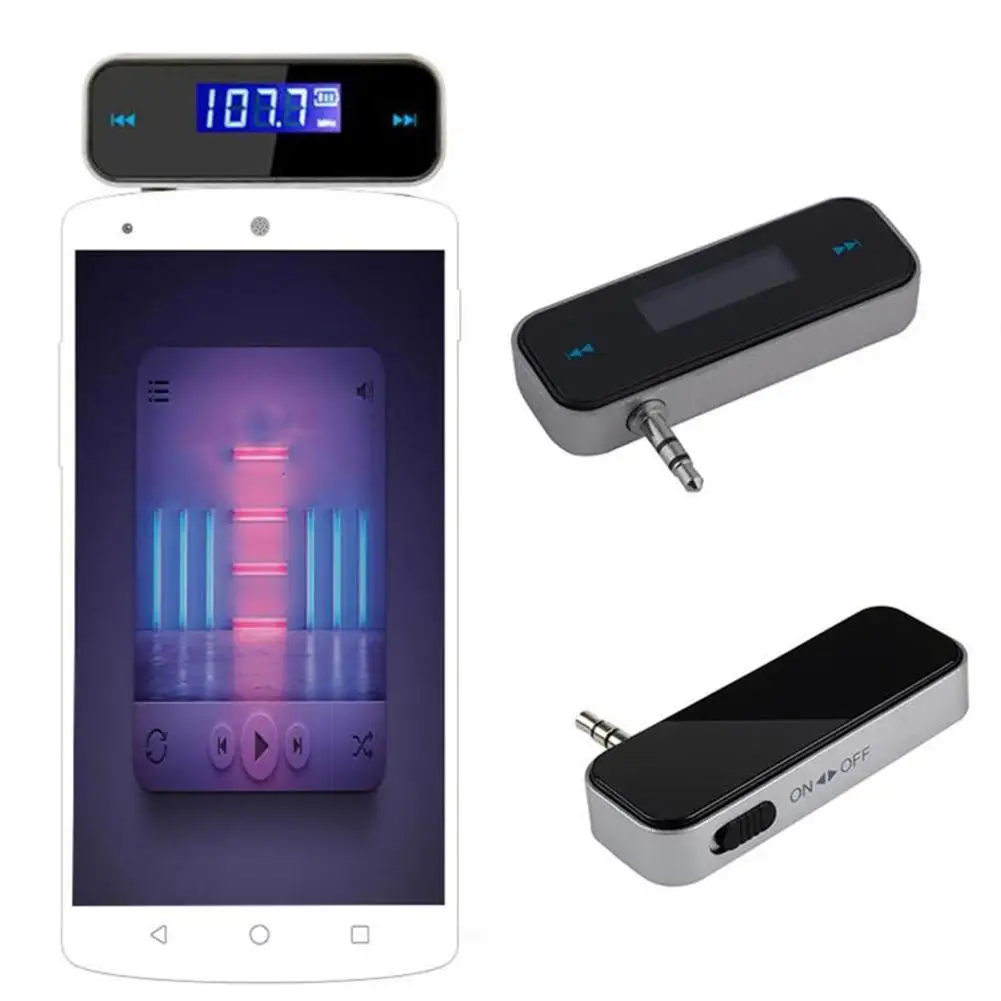 3.5mm In-car Music Audio FM Transmitter Car Kit LCD Display Mini Wireless HandsFree FM Modulator LCD Displaye For Android Phone