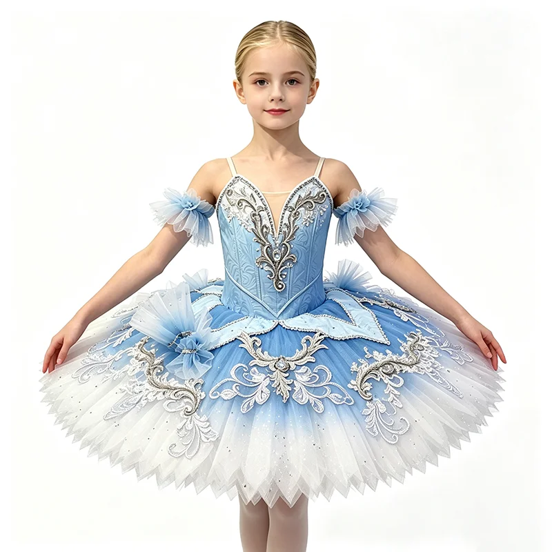 high quality hot selling  Unique Design Kids Girls Children Women Adult Performance Wear blue Ballet Tutu Costumes with twinkle