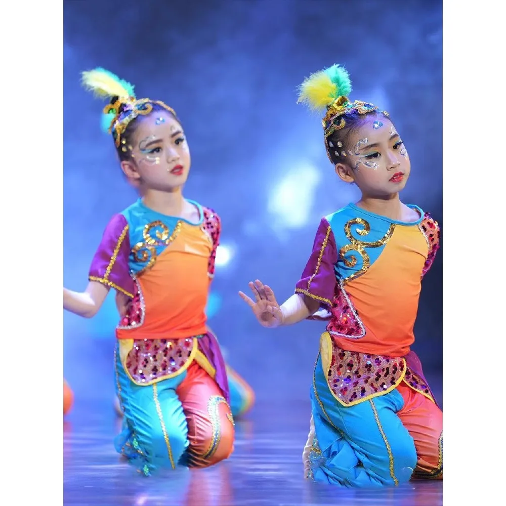 The new style of small lotus style children's dance performance children's costume fish song dance costume performance costume