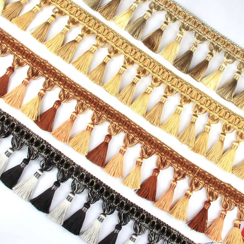 6m/Lot DIY Lace Tassel Fringe Cotton Ethnic Lace Trim Ribbon Sewing Latin Dress Stage Garment Curtain Decorative Tissu Dentelle