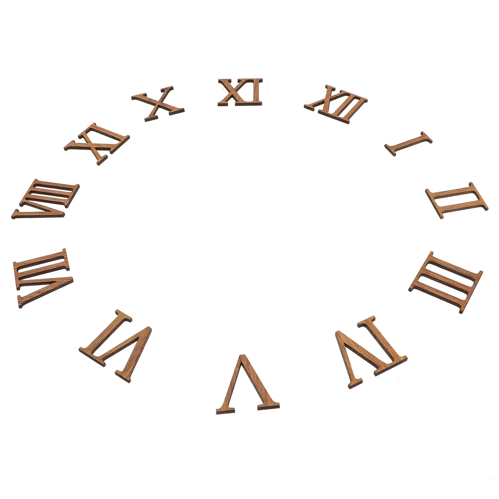 12Pcs Wooden Clock Numbers and Smooth Roman Numerals for Home Office Wall Clock Repairing Hands Replacement Parts