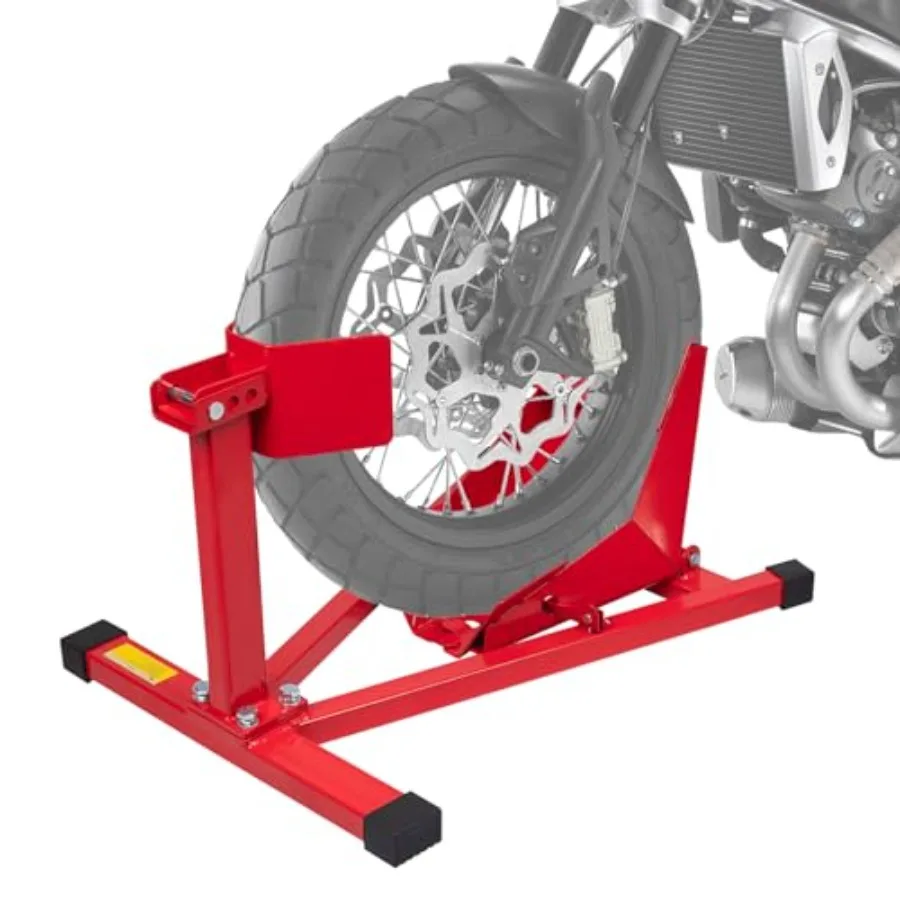 

Motorcycle Front Tire Chock Adjustable 1500 lbs Heavy Duty Wheel Stand for 17-21 Wheels Red