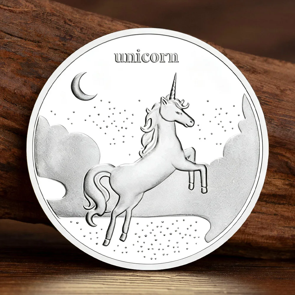 Unicorn Tooth Fairy Commemorative Coin Children Keepsake Silvery Plated Souvenir Coin Lucky Gift for Kids