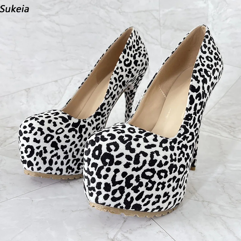 Sukeia New Arrival Women Pumps Faux Suede Round Toe Sexy Stiletto Heels White Banquet Shoes Ladies Plus US Size 5-15