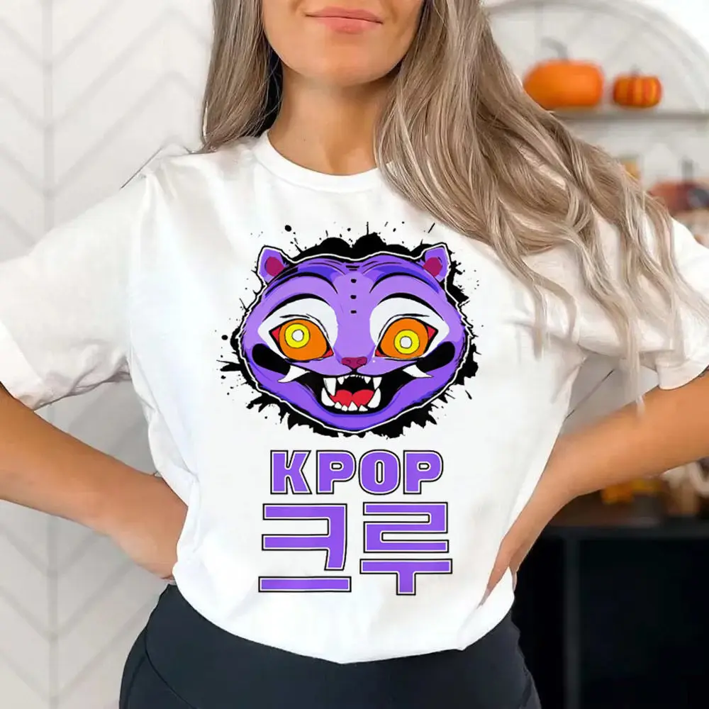 Kpop شيطان الصيادين فيلم Y2k تي شيرت فتاة أنيمي النساء الشارع الشهير تي شيرت فاسق Y2k موضة Harajuku Kawaii تي شيرت Y2K الملابس