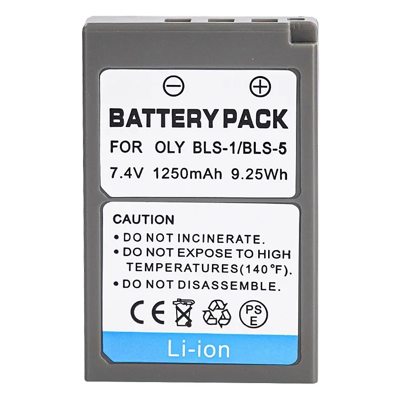 7.4V BLS-1/BLS-5 1250mAh Camera Battery Suitable for Olympus DSLR Mirrorless EPL6 EPL9 EPL7 EPL8 EPM2