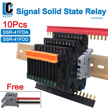 10pcs thin SSR solid state relay Din rail relay DC control AC LED6A terminal solid state module DC control DC