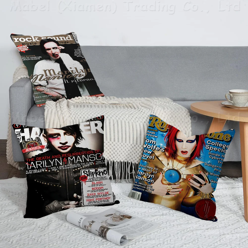 M-Marilyn M-Manson Cushion Cover Inches Farmhouse Decor Home Throw Pillow Covers For Couch Decorations