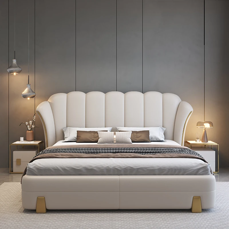 Modern Luxury Wooden Master Bedroom Furniture Soft Up-holstered Beds king Size Double Bed Frame Set with Storage Design Latest