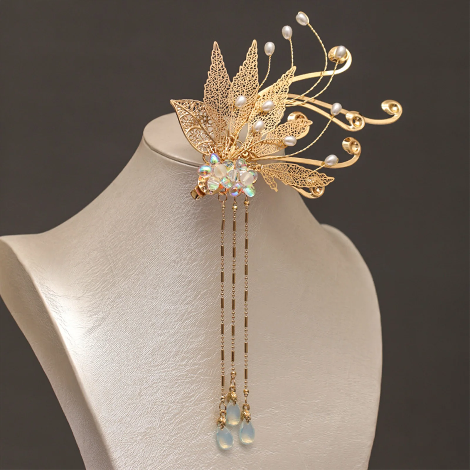 Elegant Tassel Edge Hair Clip Chinese Style Hair Accessories Classic Fringe Flower Alloy Side Hairpin Elegant Bridal Tiaras Gift