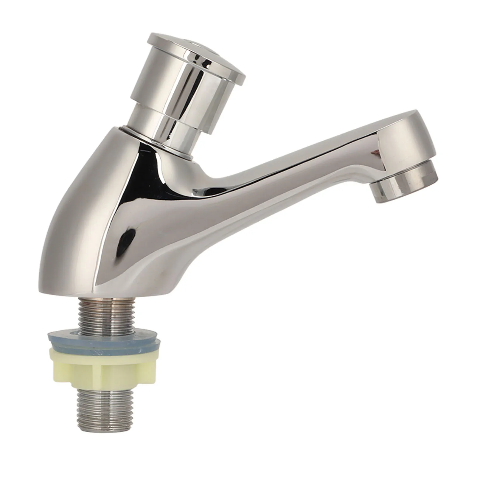 Time Delay Faucet Single Tube Cold Water Basin Taps Faucet G1/2 Thread for Home Kitchen Bathroom Hotel Silver