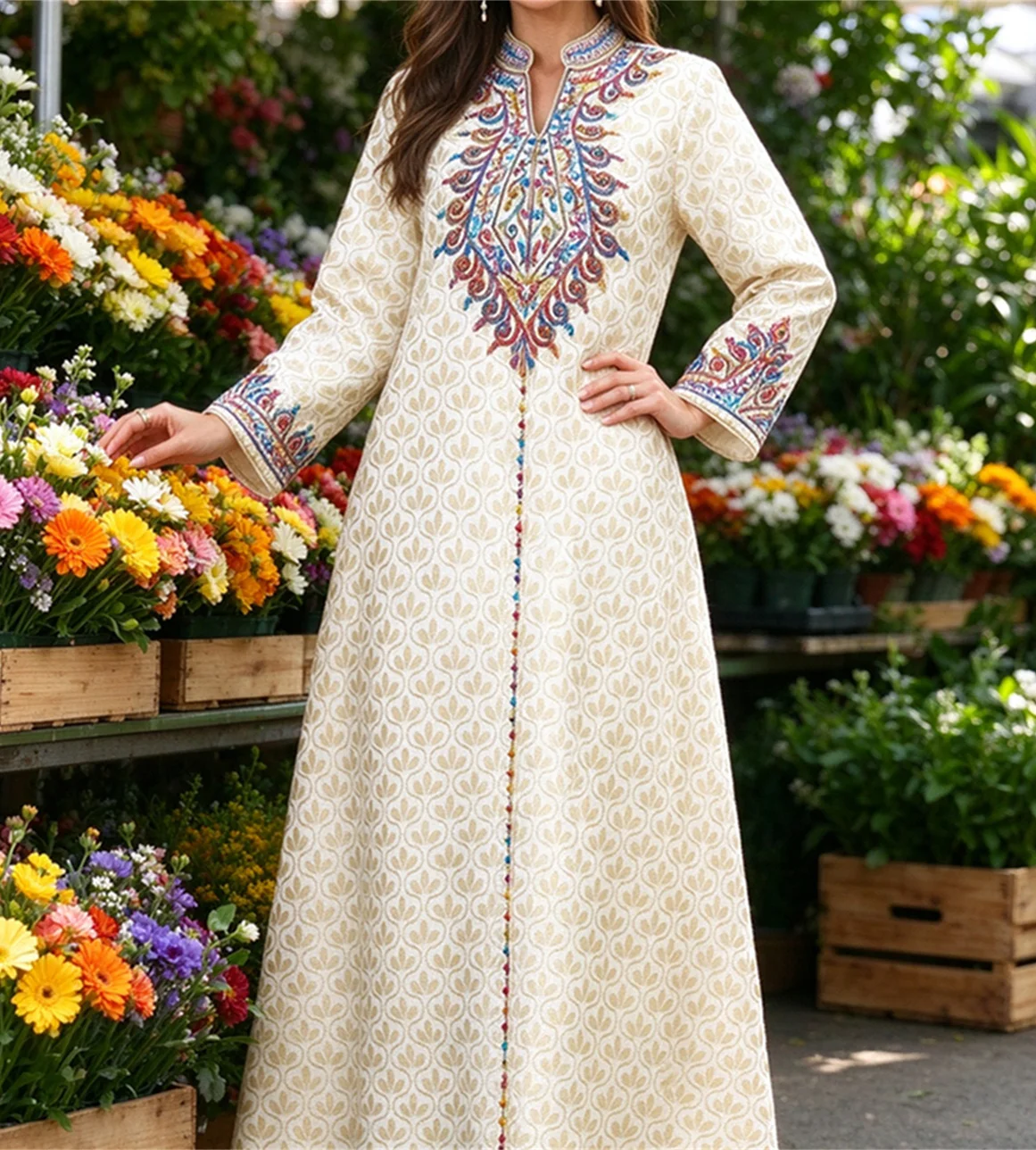 Embroidery Kebaya - Fashion Morocco Abaya Ethnic Turkish Style
