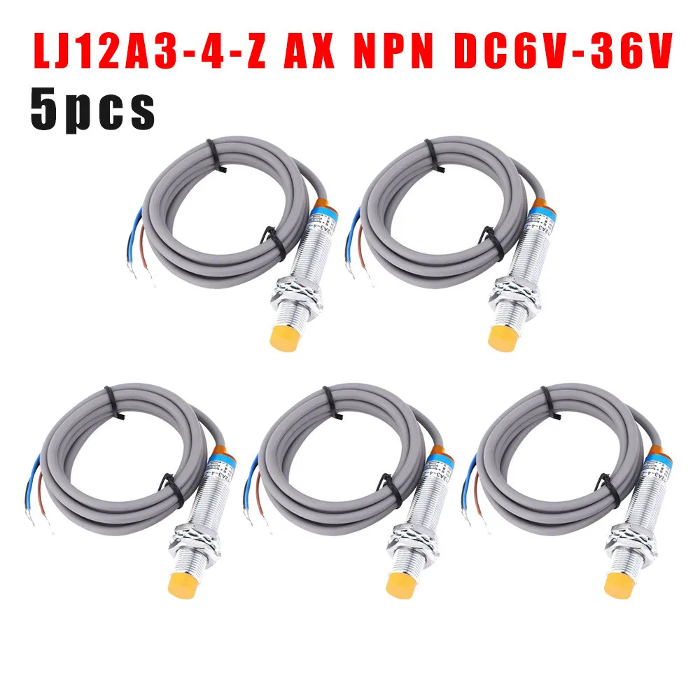 LJ12A3-4-Z/AX 5pcs Inductive Proximity Sensor NPN DC6V to 36V 4mm Sensing Distance for Industrial Control Panels