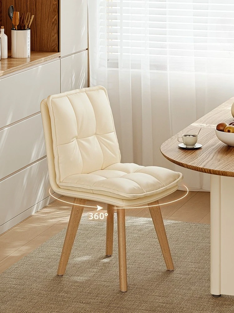 Home Furniture French Style Household Solid Wood Dining Chair Backrest Chairs Rotating Makeup Stool Luxury Style Coffee Chairs