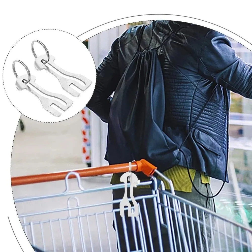 Stainless Steel Shopping Cart Token Anti-loss Alloy Trolley Token Keychain Portable Lightweight Removable Release Keyring